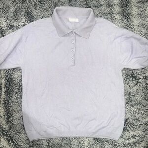 Sablyn Cashmere Short Sleeve Polo Sweater in Lavender size Small